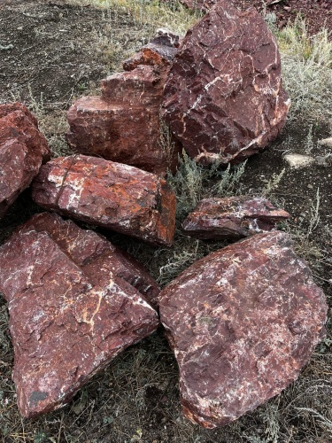 Камни для ландшафтного дизайна красно-фиолетовые 10-60 килограмм купить в Бакале
